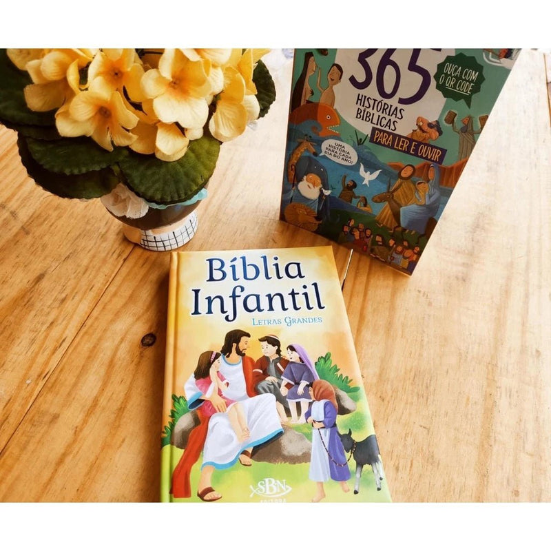 kit Bíblia infantil + 365 Histórias Bíblicas para Ler e Ouvir Pé da Letra - Tullipa Shop